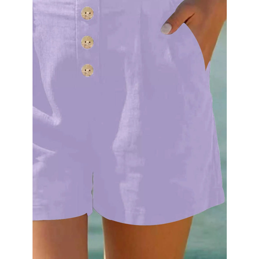 Button Fly High Waist Shorts Apparel and Accessories