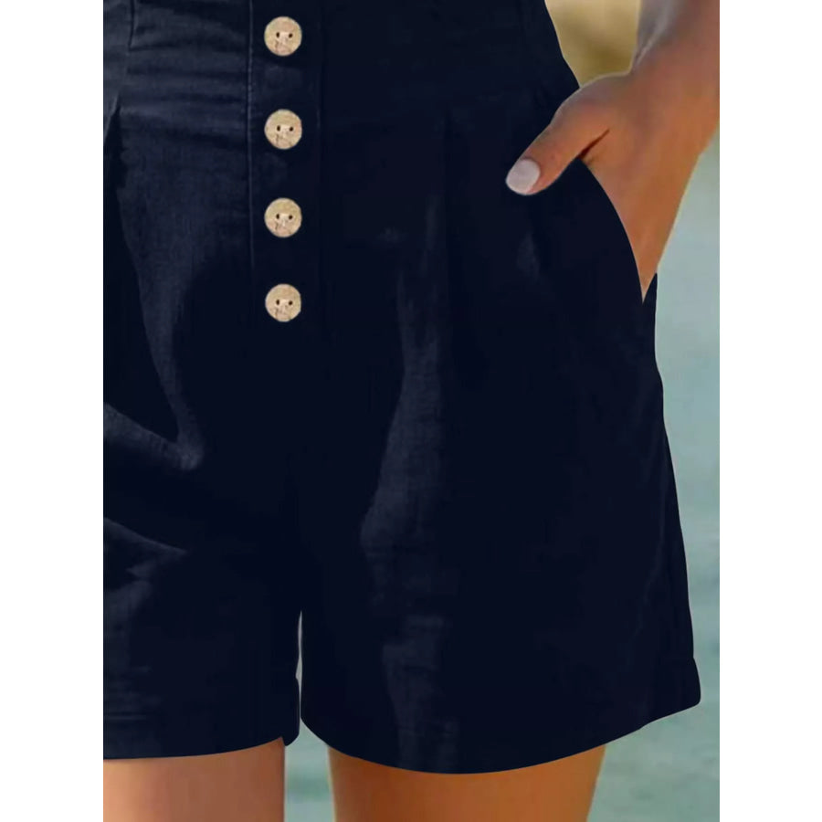 Button Fly High Waist Shorts Apparel and Accessories