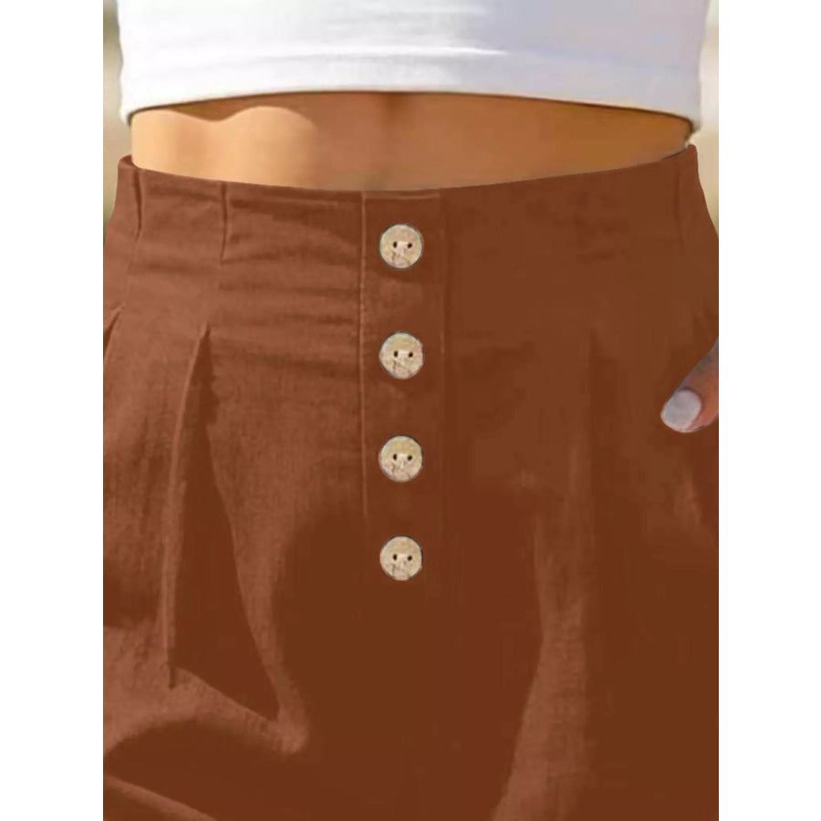 Button Fly High Waist Shorts Apparel and Accessories