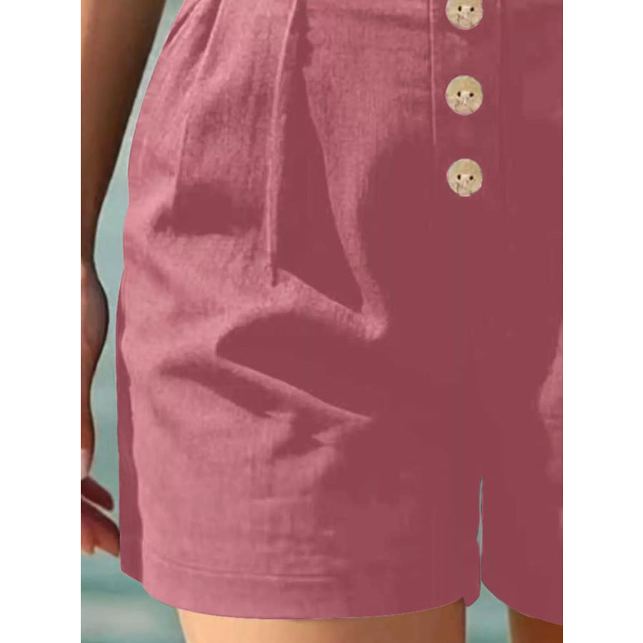 Button Fly High Waist Shorts Apparel and Accessories
