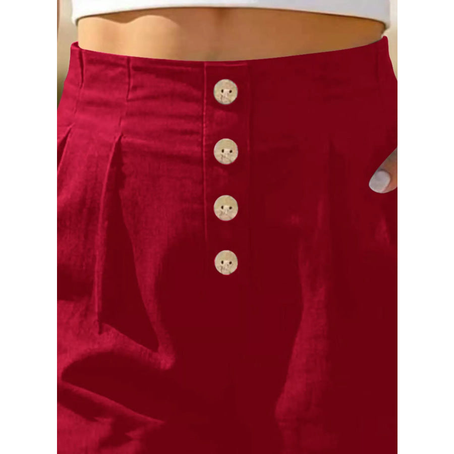Button Fly High Waist Shorts Apparel and Accessories