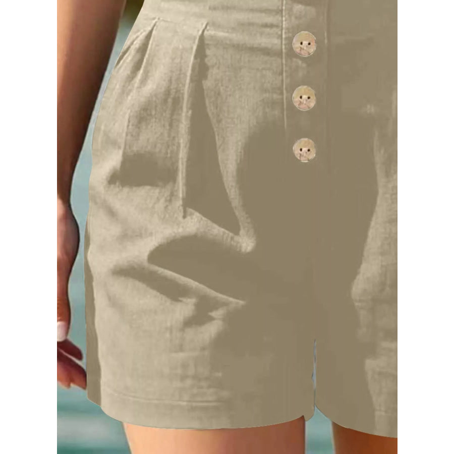 Button Fly High Waist Shorts Apparel and Accessories