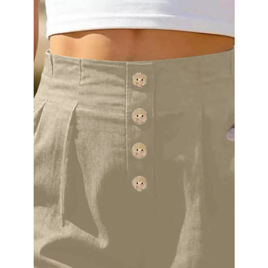 Button Fly High Waist Shorts Apparel and Accessories