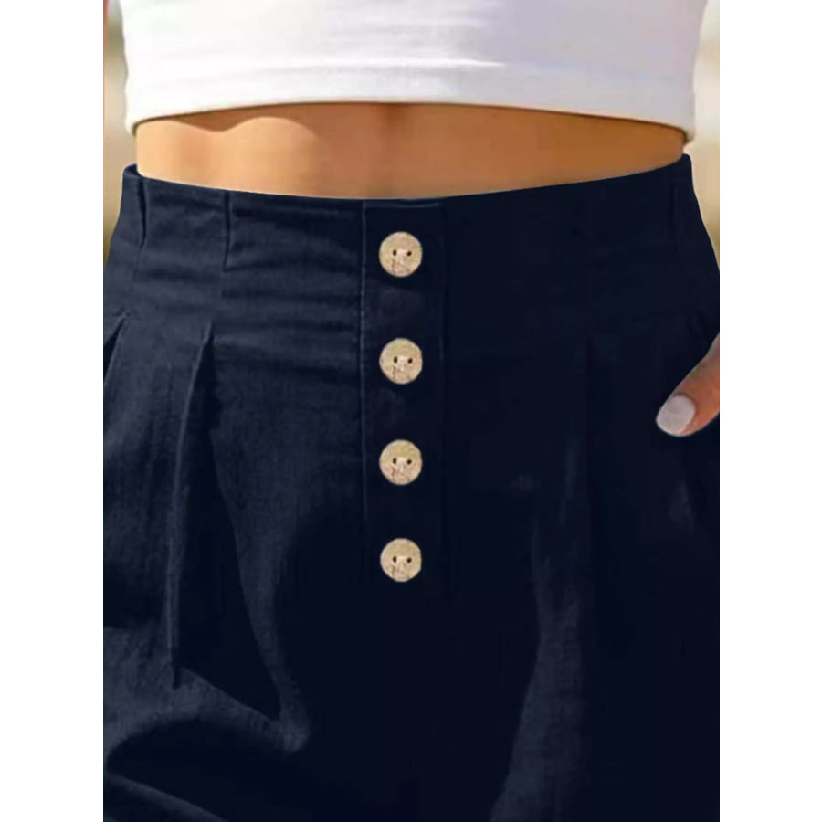 Button Fly High Waist Shorts Apparel and Accessories