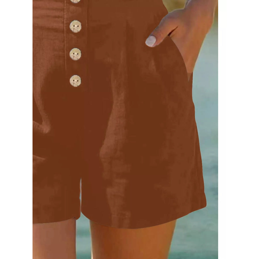 Button Fly High Waist Shorts Apparel and Accessories