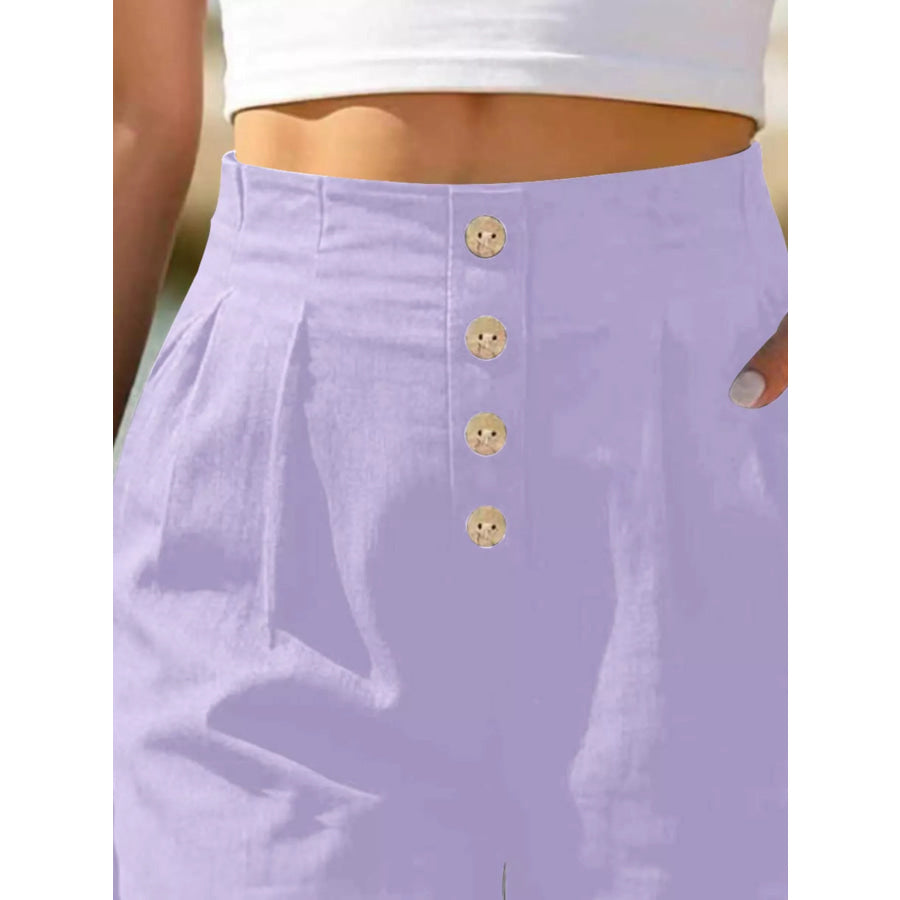Button Fly High Waist Shorts Apparel and Accessories