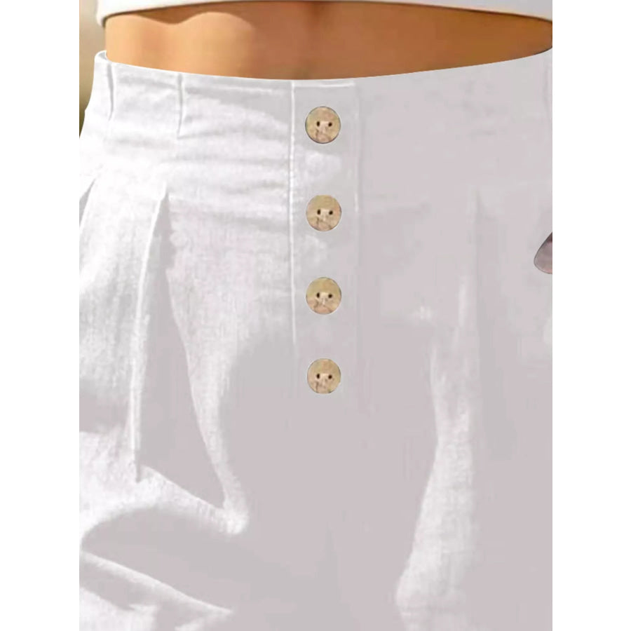 Button Fly High Waist Shorts Apparel and Accessories