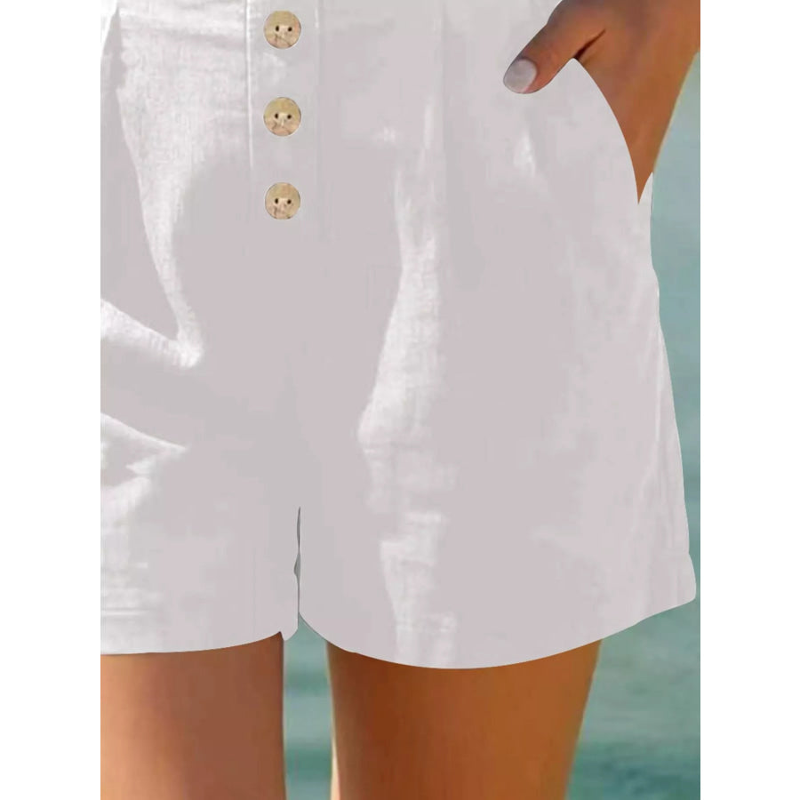 Button Fly High Waist Shorts Apparel and Accessories