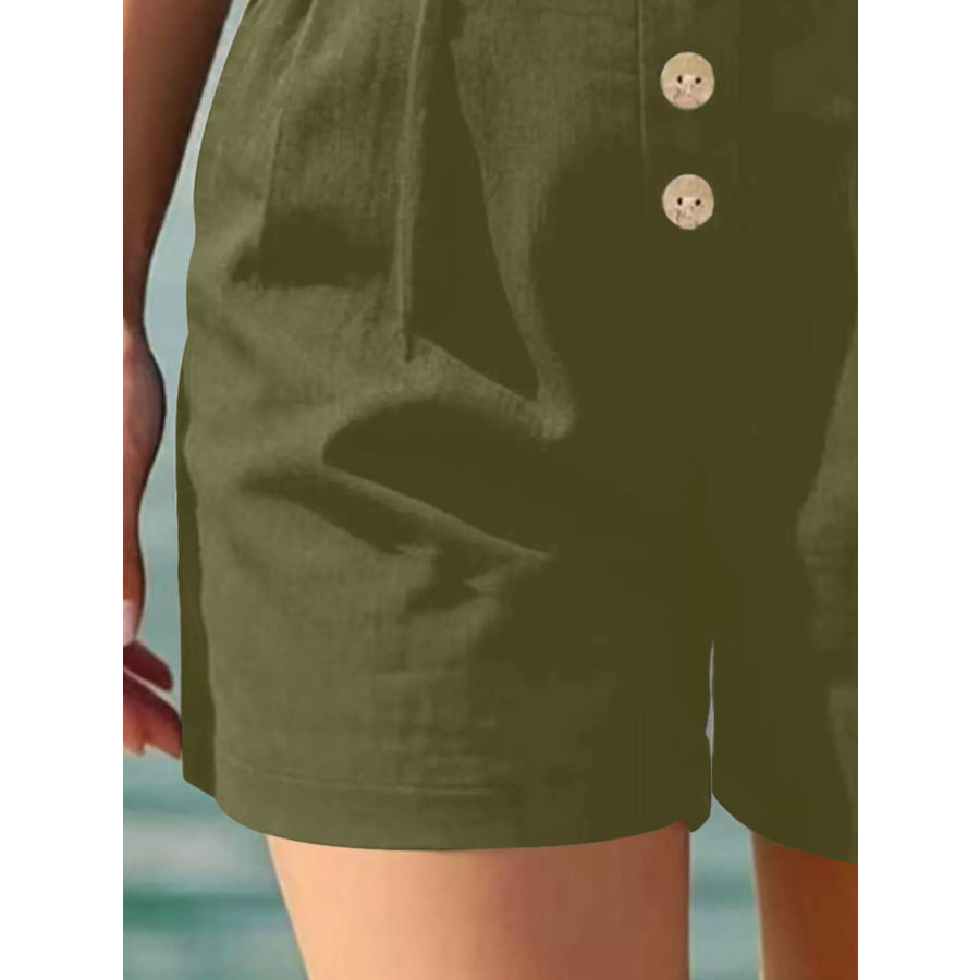 Button Fly High Waist Shorts Apparel and Accessories