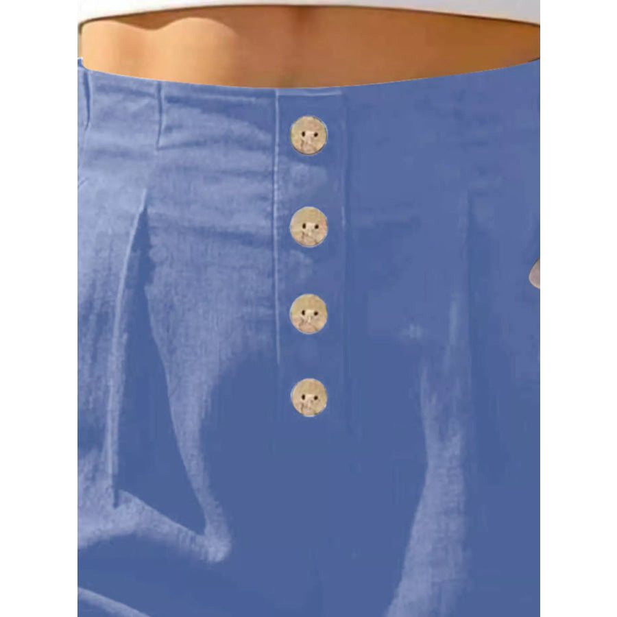 Button Fly High Waist Shorts Apparel and Accessories