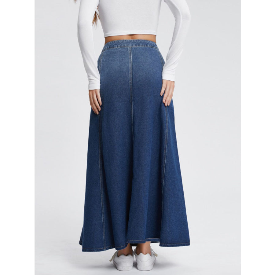 Button-Fly Hight Rise Denim Skirt Medium / S Apparel and Accessories