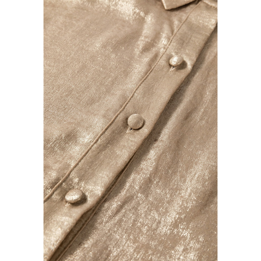 Button Front Balloon Sleeve Mini Dress Apparel and Accessories