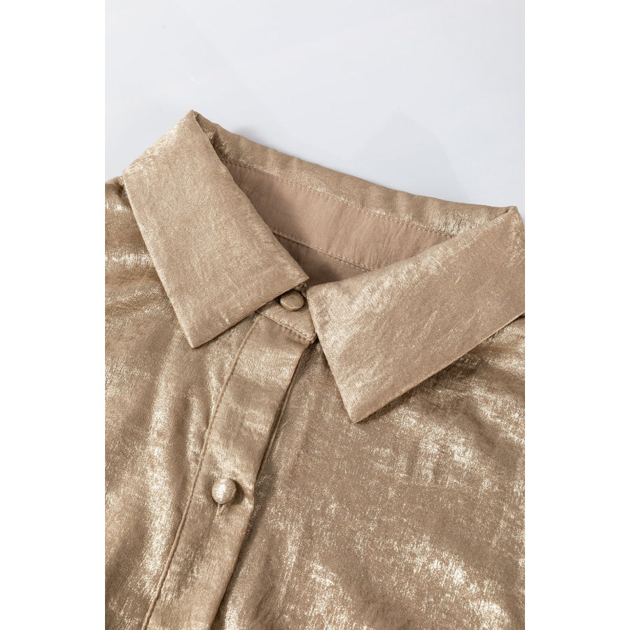 Button Front Balloon Sleeve Mini Dress Apparel and Accessories