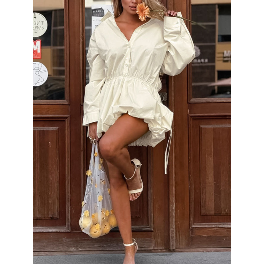 Button Front Bubble Hem Dress Apparel and Accessories