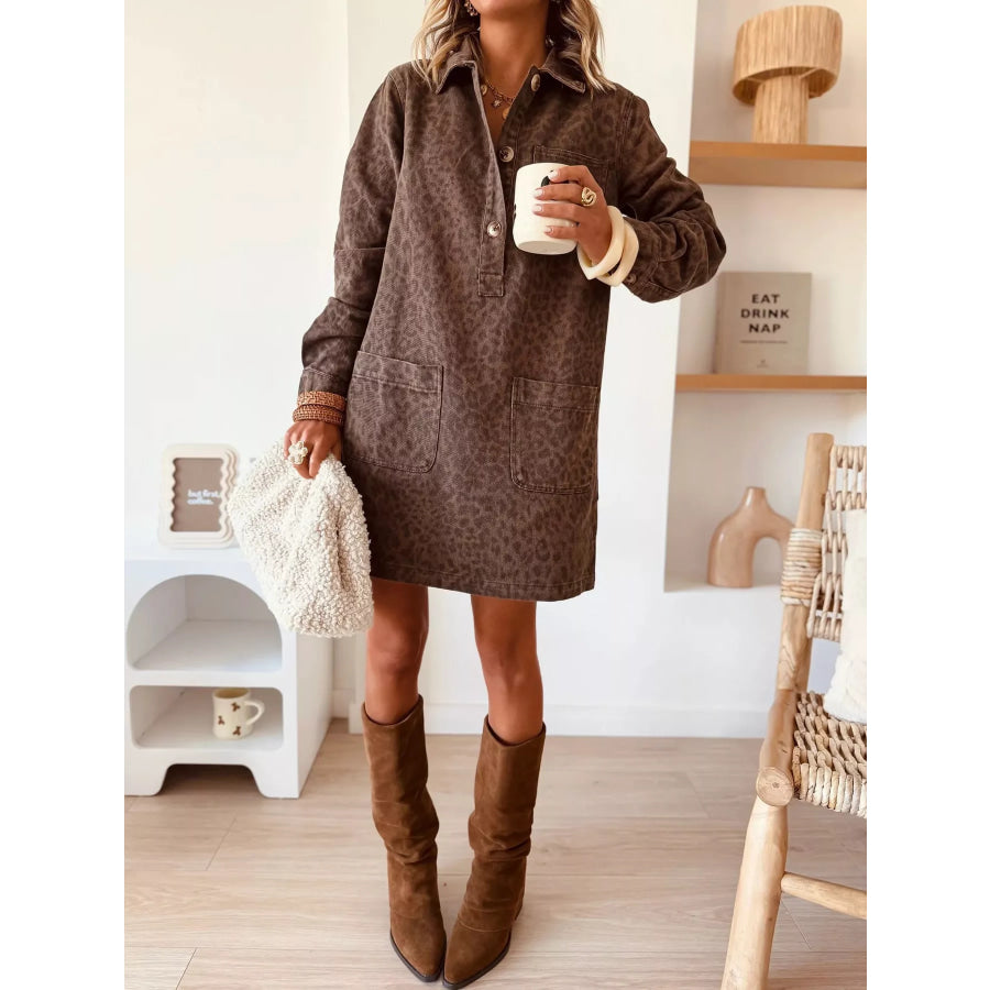 Button Front Denim Shirt Dress Apparel and Accessories