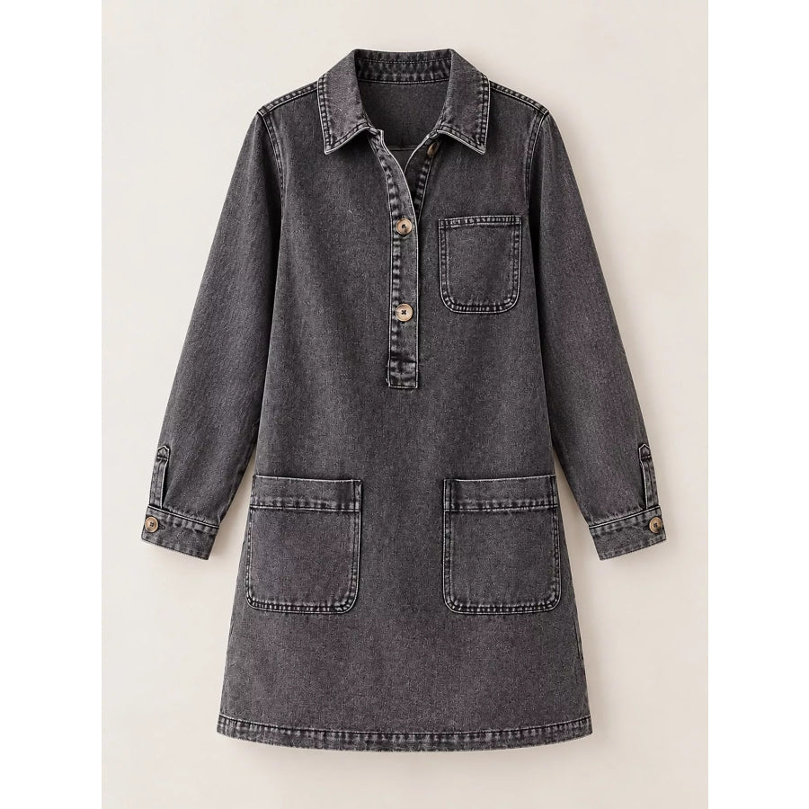 Button Front Denim Shirt Dress Apparel and Accessories