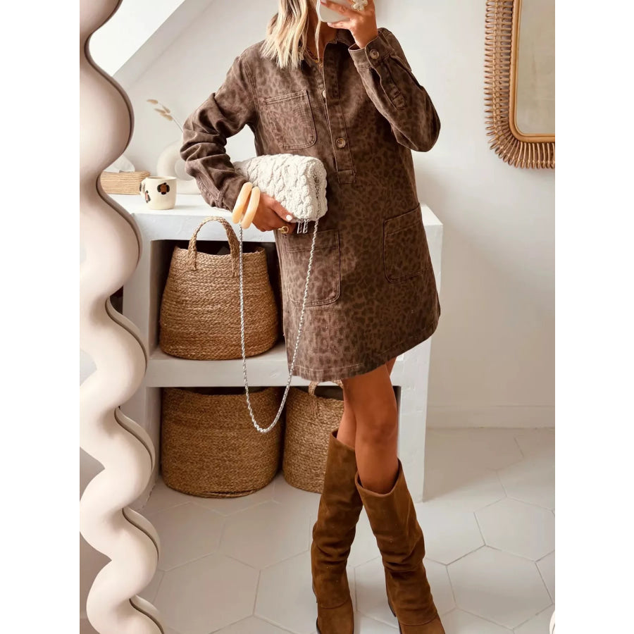 Button Front Denim Shirt Dress Apparel and Accessories