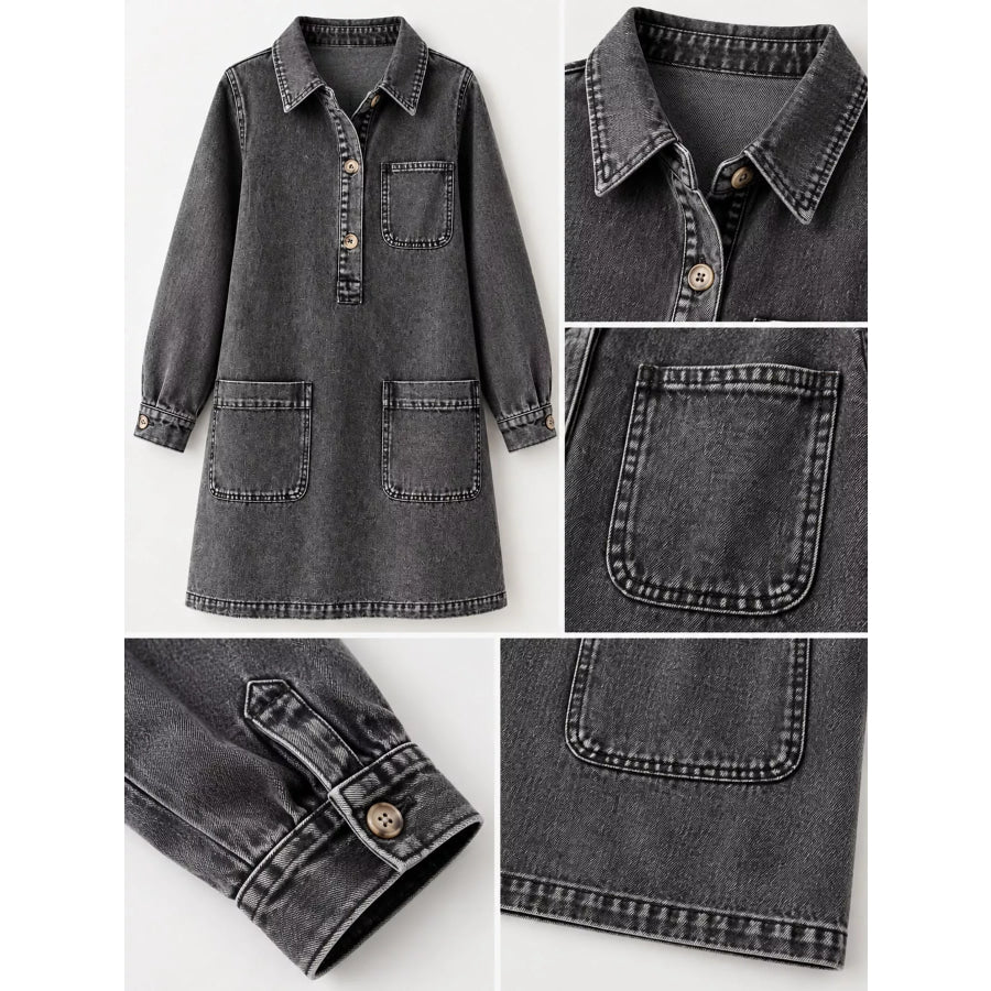 Button Front Denim Shirt Dress Apparel and Accessories