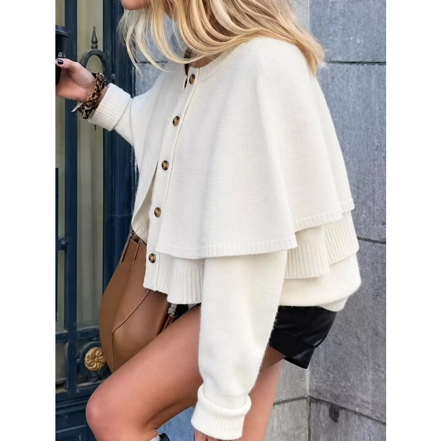 Button-Front Knit Cape Cardigan Apparel and Accessories