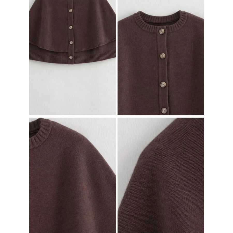 Button-Front Knit Cape Cardigan Apparel and Accessories