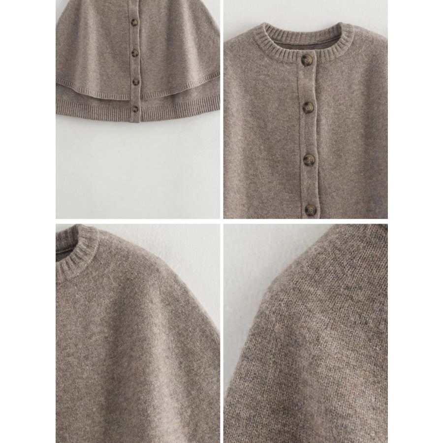 Button-Front Knit Cape Cardigan Apparel and Accessories