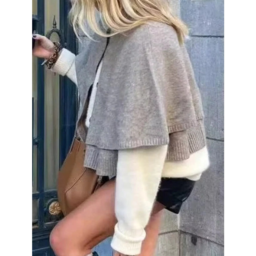 Button-Front Knit Cape Cardigan Apparel and Accessories
