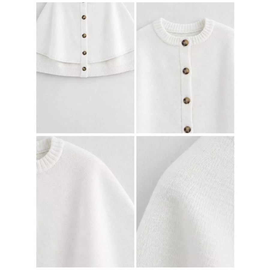 Button-Front Knit Cape Cardigan Apparel and Accessories