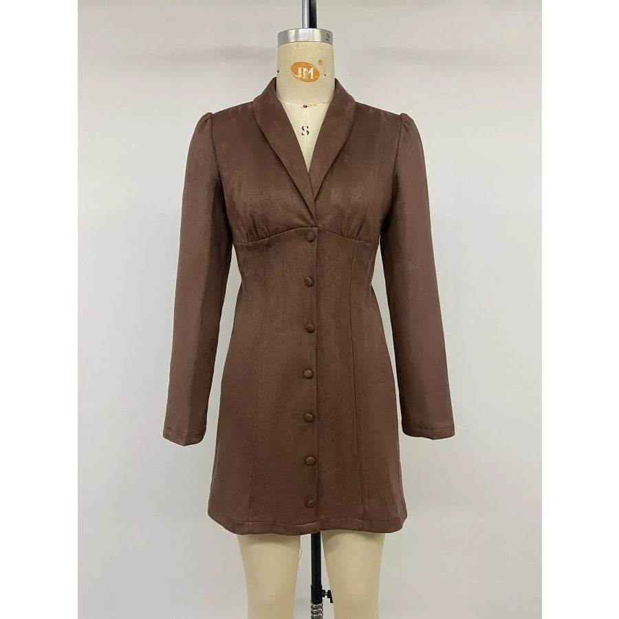 Button-Front Long Sleeve Blazer Dress Apparel and Accessories