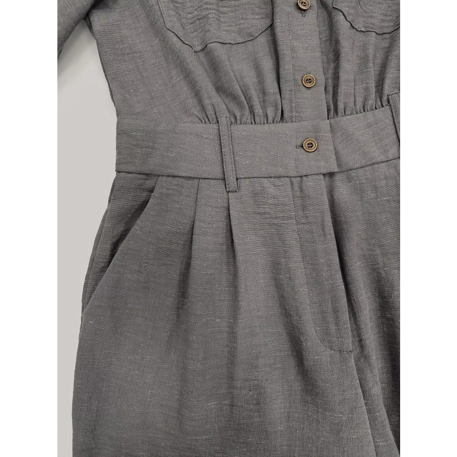 Button Front Long-Sleeve Jumpsuit Apparel and Accessories
