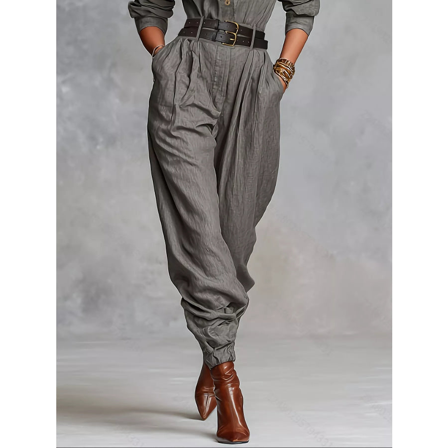 Button Front Long-Sleeve Jumpsuit Apparel and Accessories