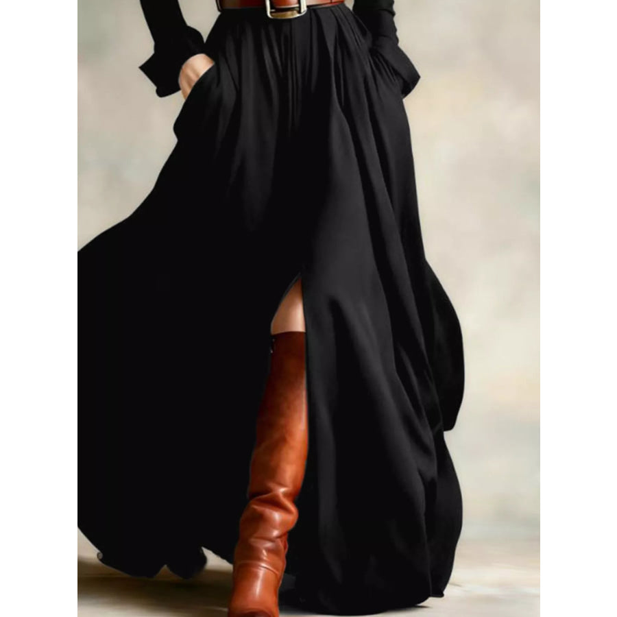 Button Front Long Sleeve Maxi Dress Apparel and Accessories