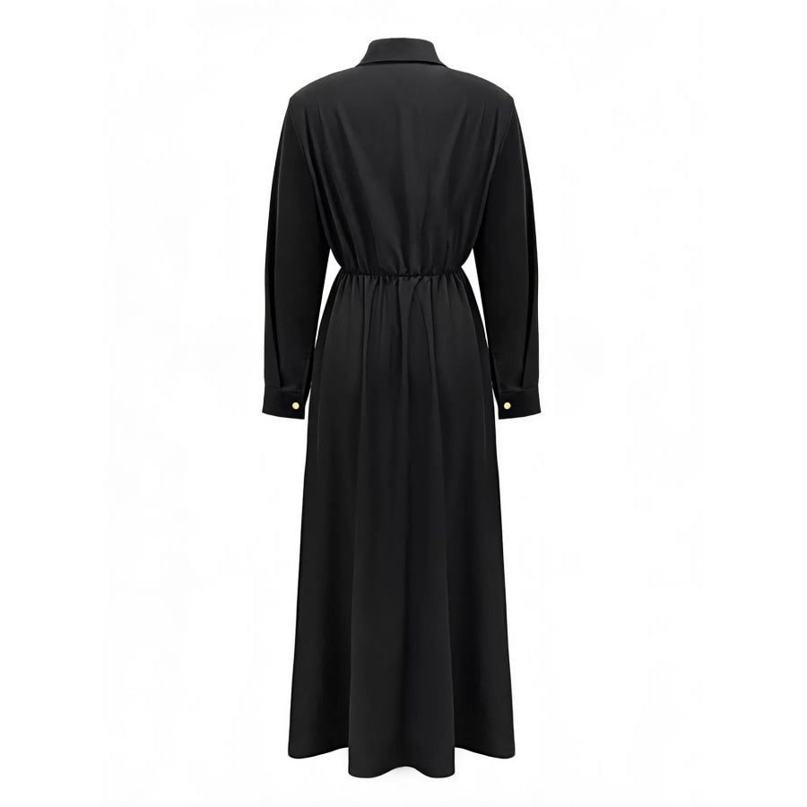 Button Front Long Sleeve Maxi Dress Apparel and Accessories