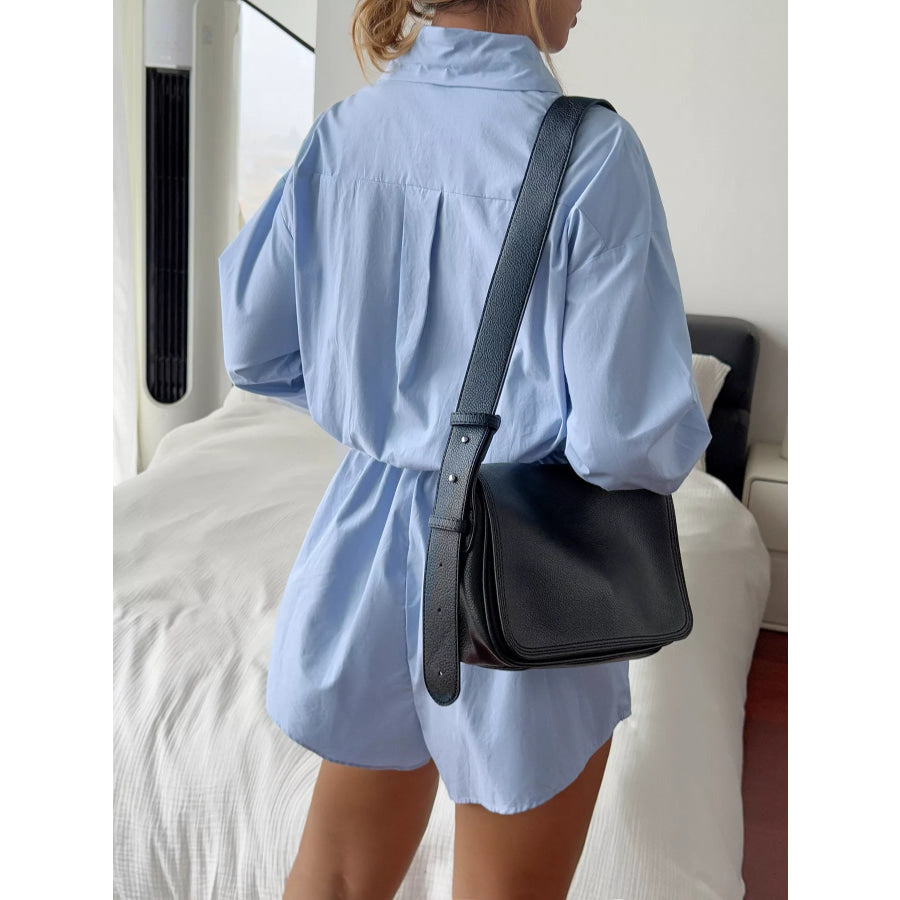 Button Front Long Sleeve Romper Apparel and Accessories