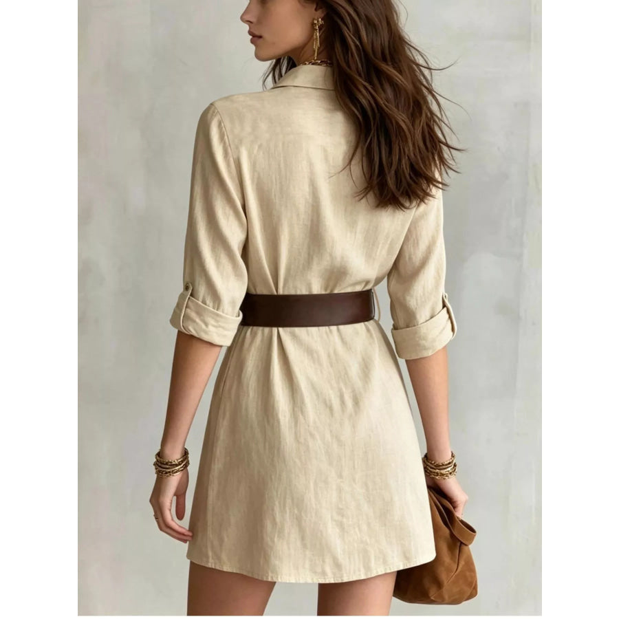 Button Front Long Sleeve Shirt Dress Apparel and Accessories