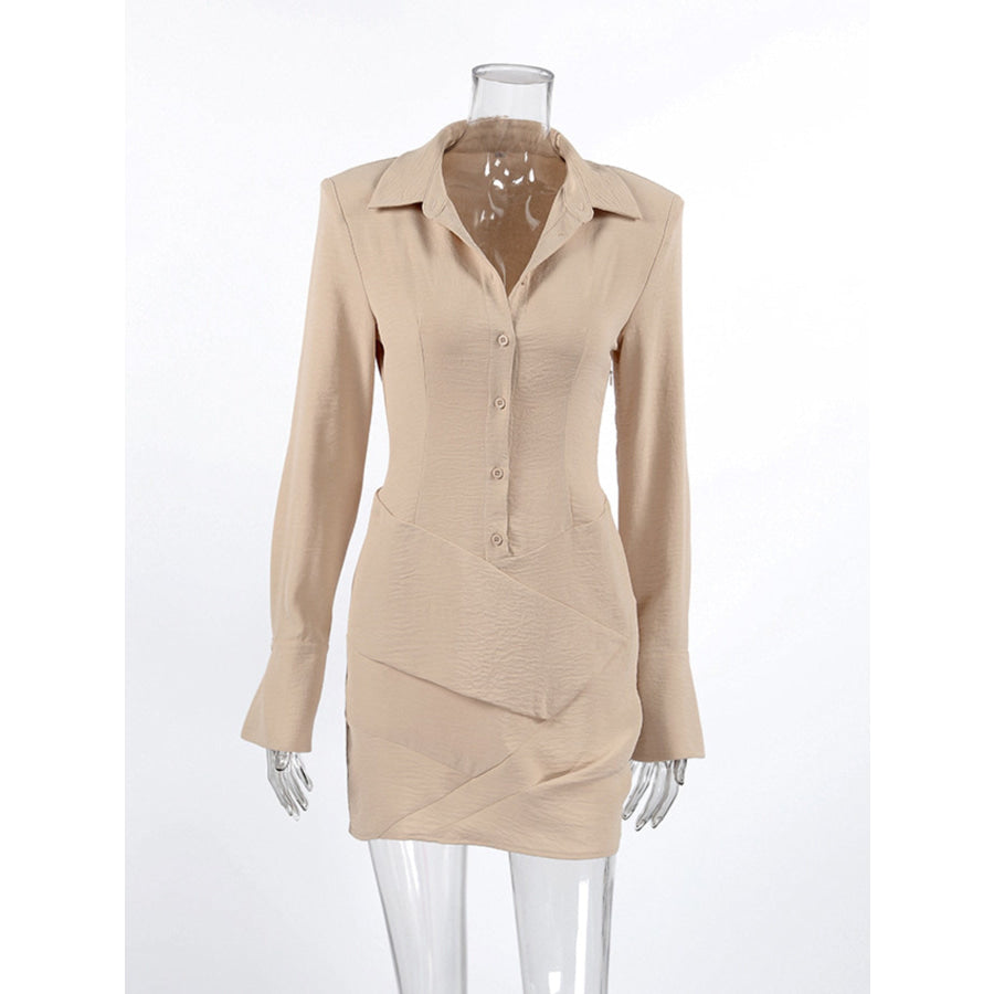 Button Front Long Sleeve Shirt Dress Apparel and Accessories