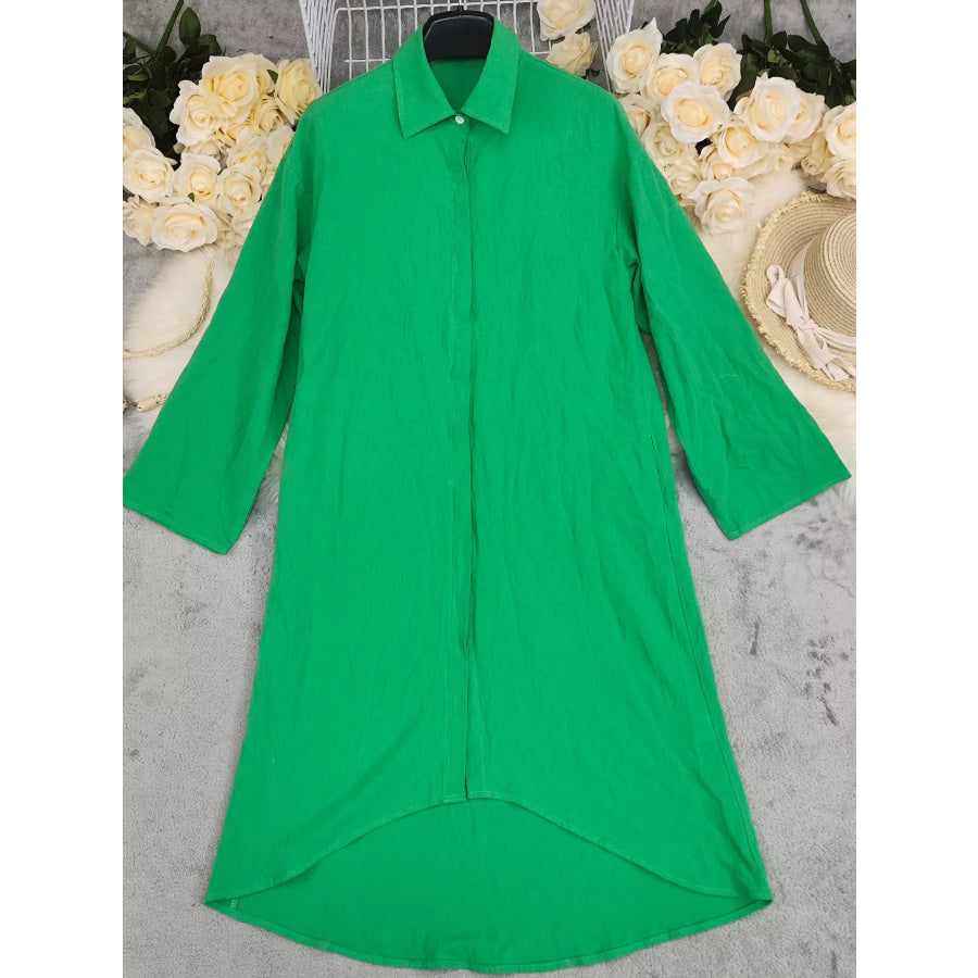 Button Front Long Sleeve Shirt Dress Apparel and Accessories