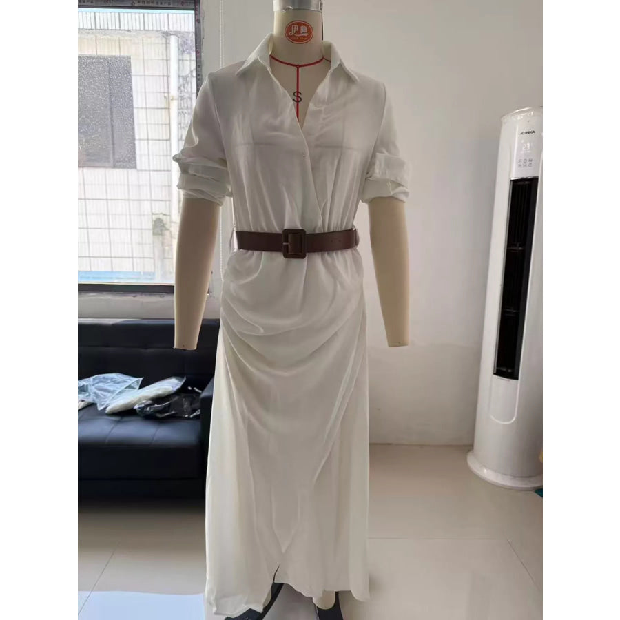 Button Front Long-Sleeve Shirt Maxi Dress Apparel and Accessories