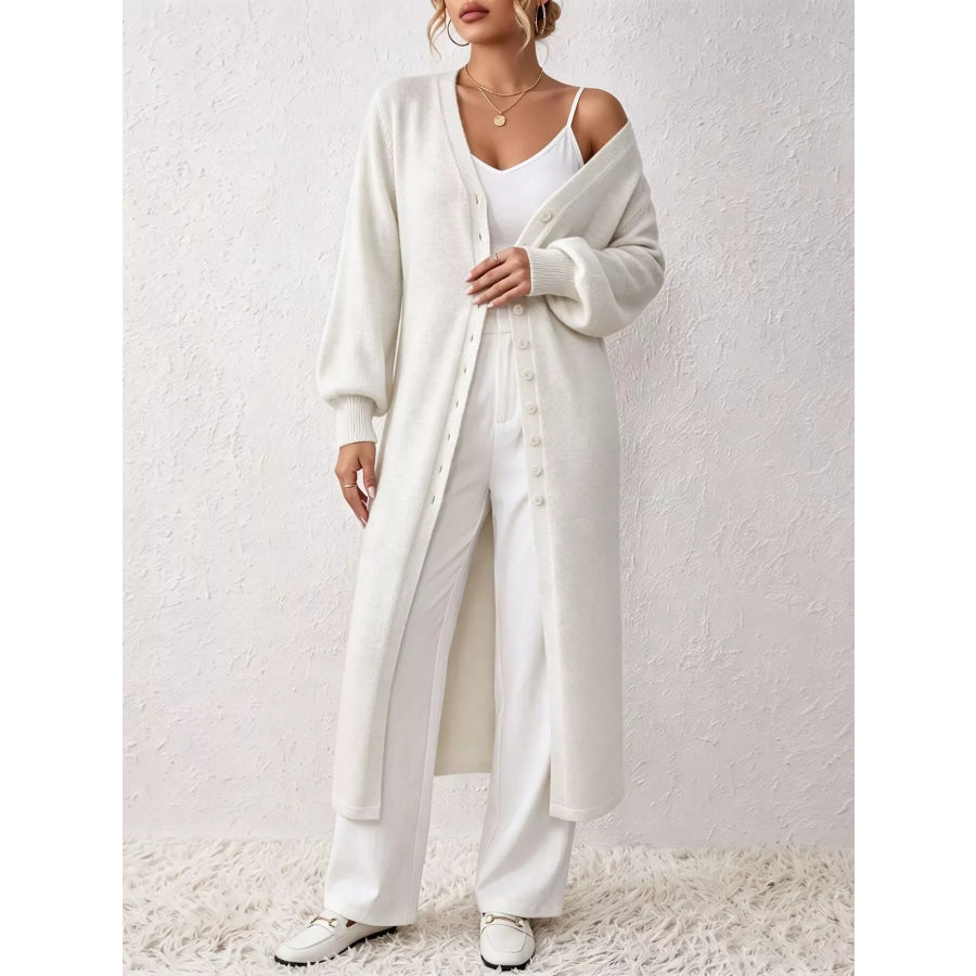 Button Front Long Sleeve Sweater Dress Apparel and Accessories