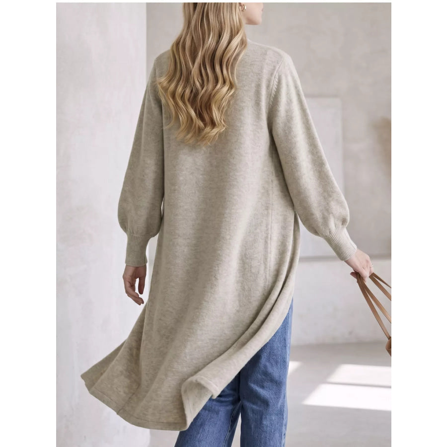 Button Front Long Sleeve Sweater Dress Apparel and Accessories