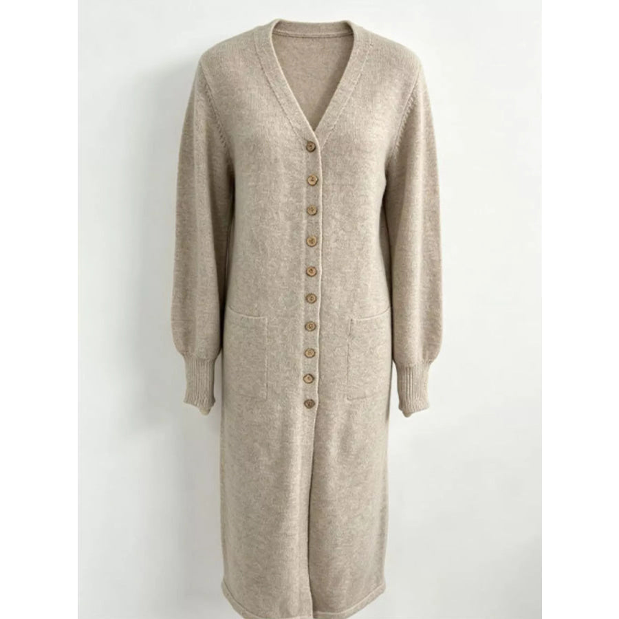 Button Front Long Sleeve Sweater Dress Apparel and Accessories