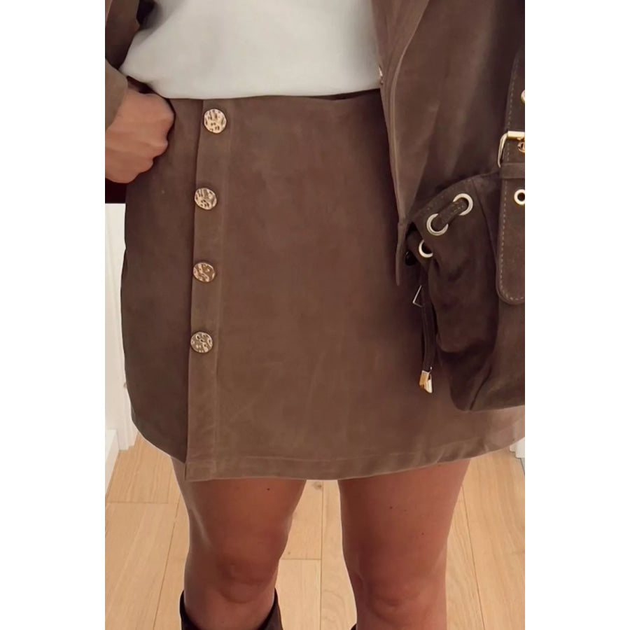 Button-Front Mini Skort Apparel and Accessories
