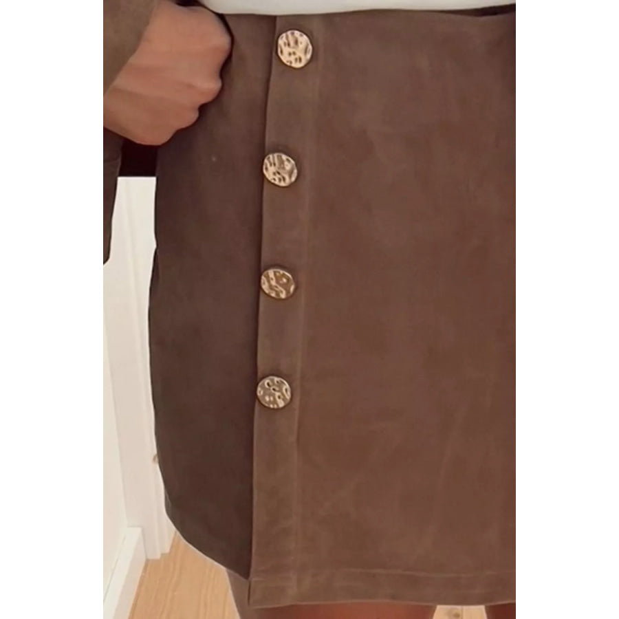 Button-Front Mini Skort Apparel and Accessories