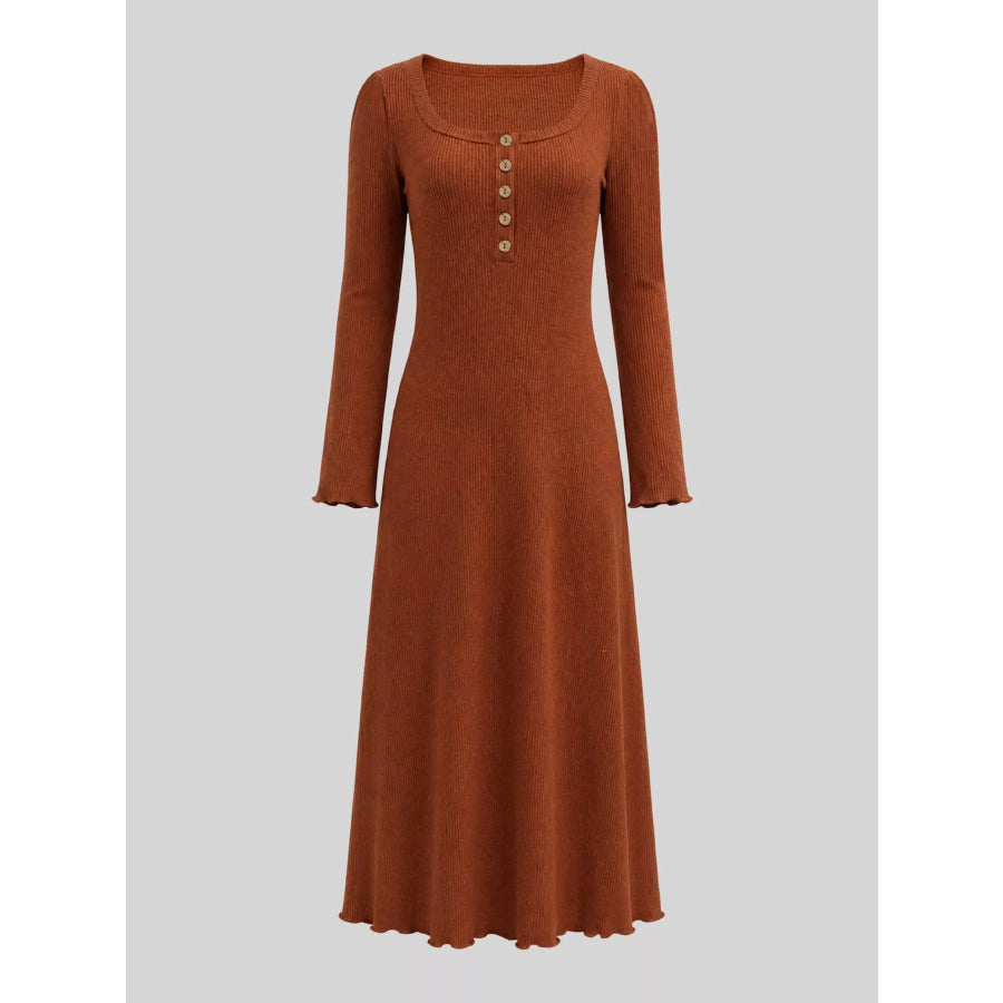 Button-Front Ribbed Knit Maxi Dress Apparel and Accessories