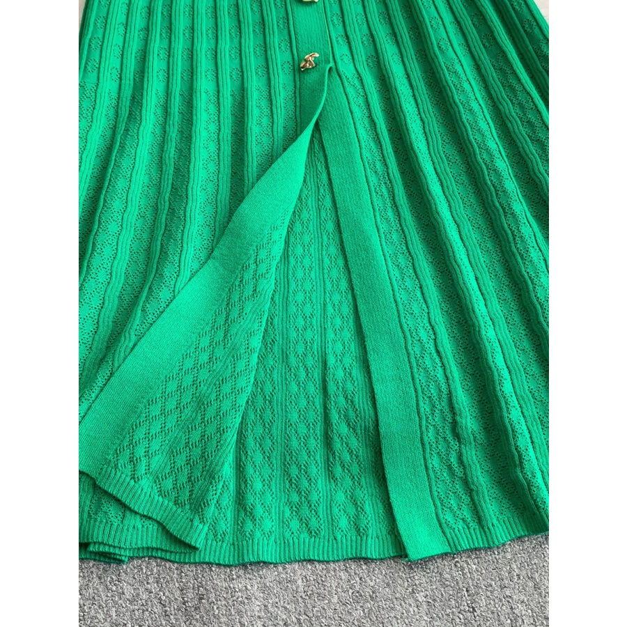 Button Front Ribbed Knit Midi Dress Apparel and Accessories