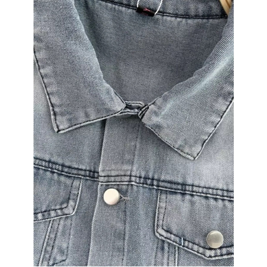 Button Front Short Sleeve Denim Romper Apparel and Accessories