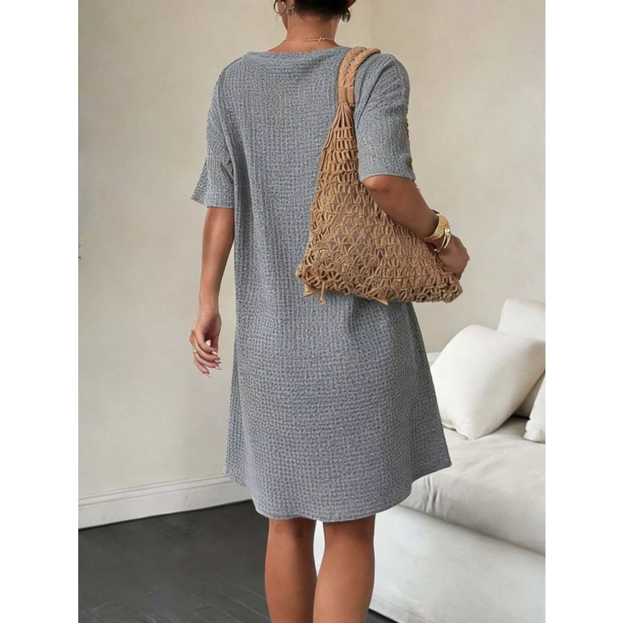 Button-Front Short Sleeve Dress Apparel and Accessories