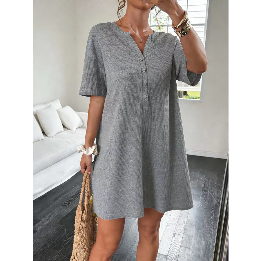 Button-Front Short Sleeve Dress Apparel and Accessories