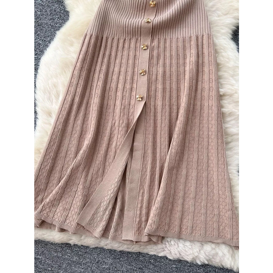Button Front Short Sleeve Knit Dress Apparel and Accessories