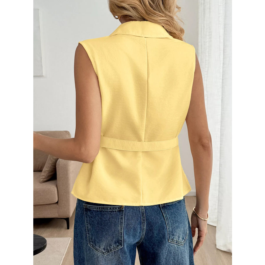 Button Front Sleeveless Blouse Apparel and Accessories