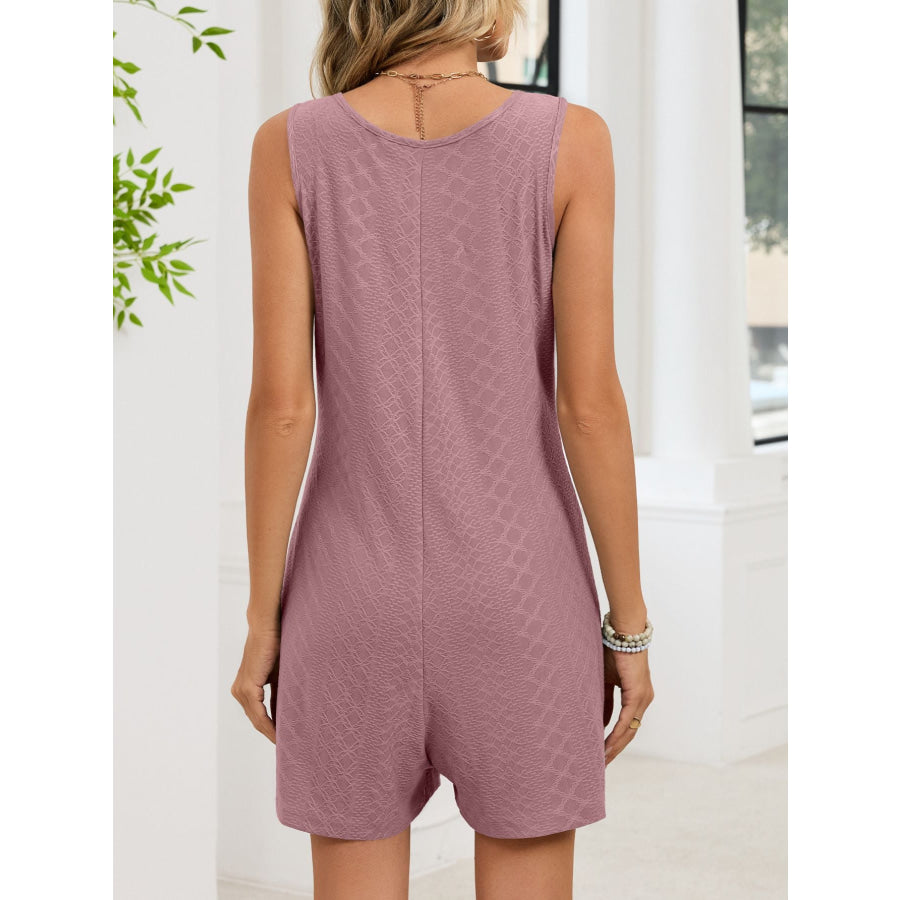 Button Front Sleeveless Romper Apparel and Accessories